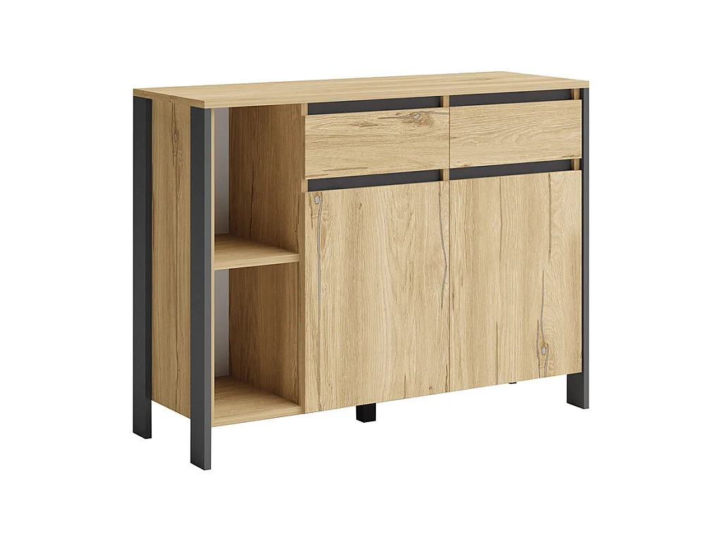 Cassettiera moderna con cassetti e vani 120x93 rovere chiaro e antracite CG38