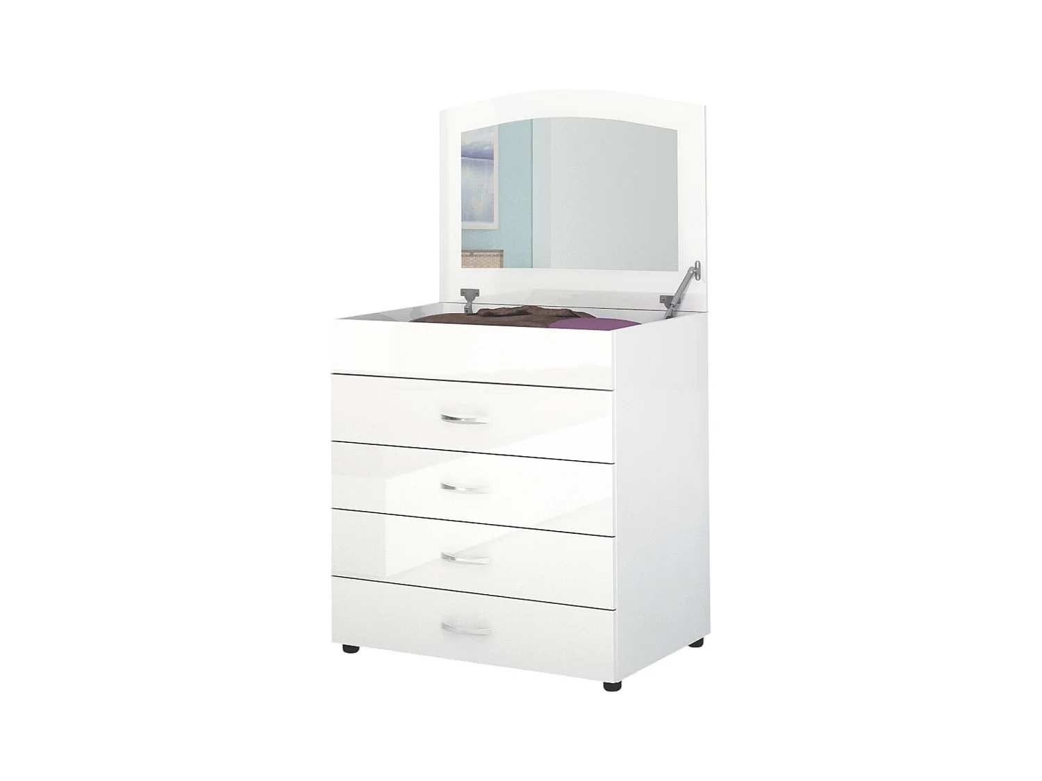 Comò classico con specchio a scomparsa bianco lucido CG37