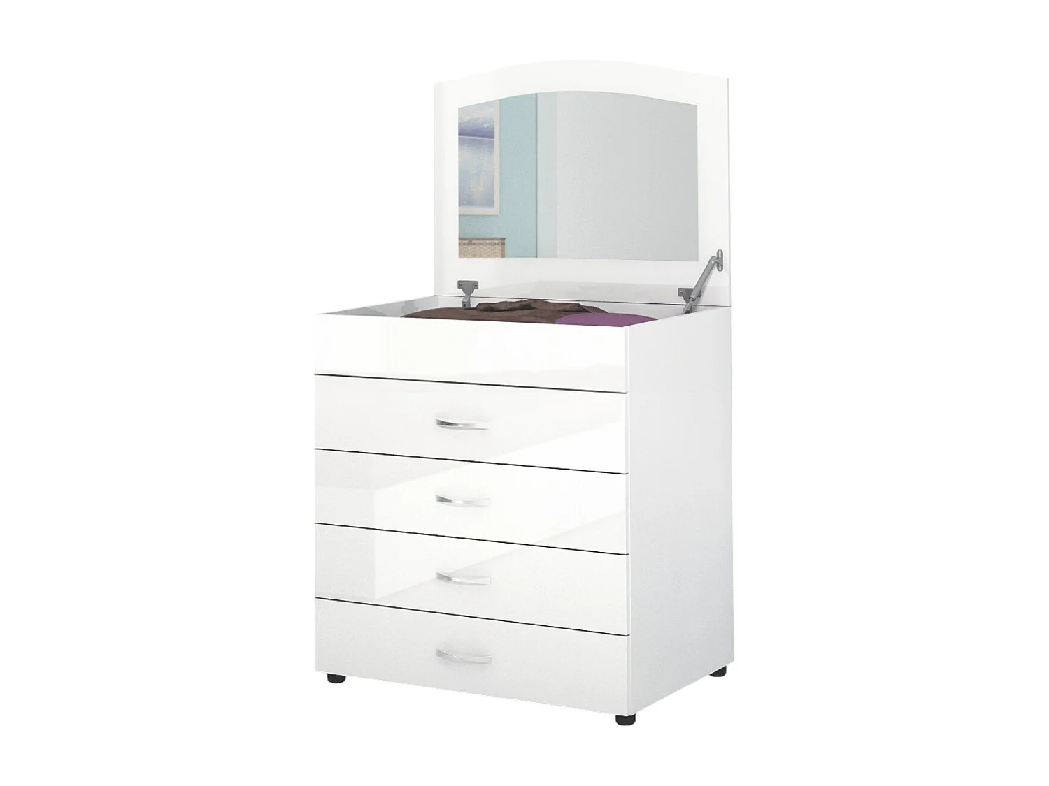 Comò classico con specchio a scomparsa bianco lucido CG37