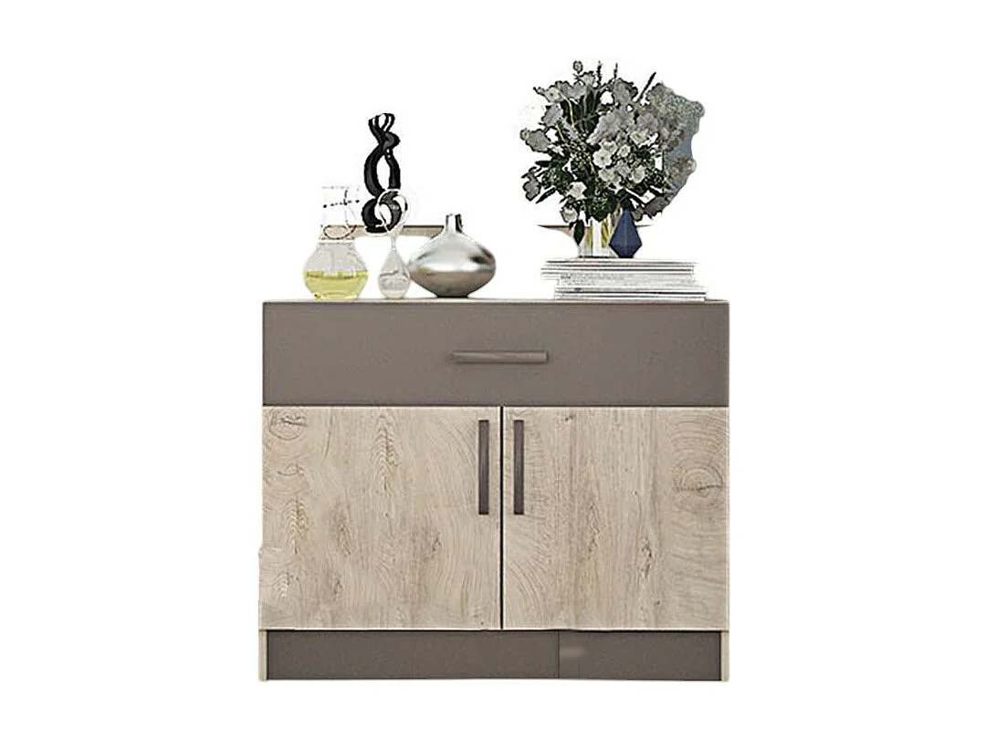 Comò moderno per camera da letto in rovere chiaro e beige scuro CG34