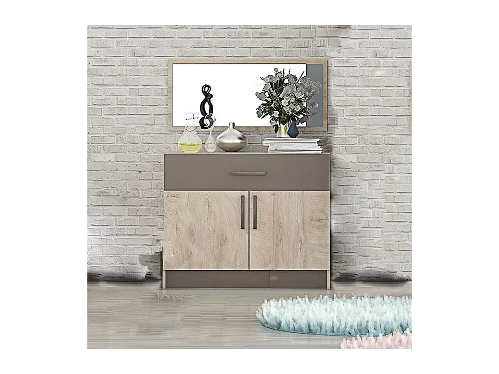 Comò moderno per camera da letto in rovere chiaro e beige scuro CG34