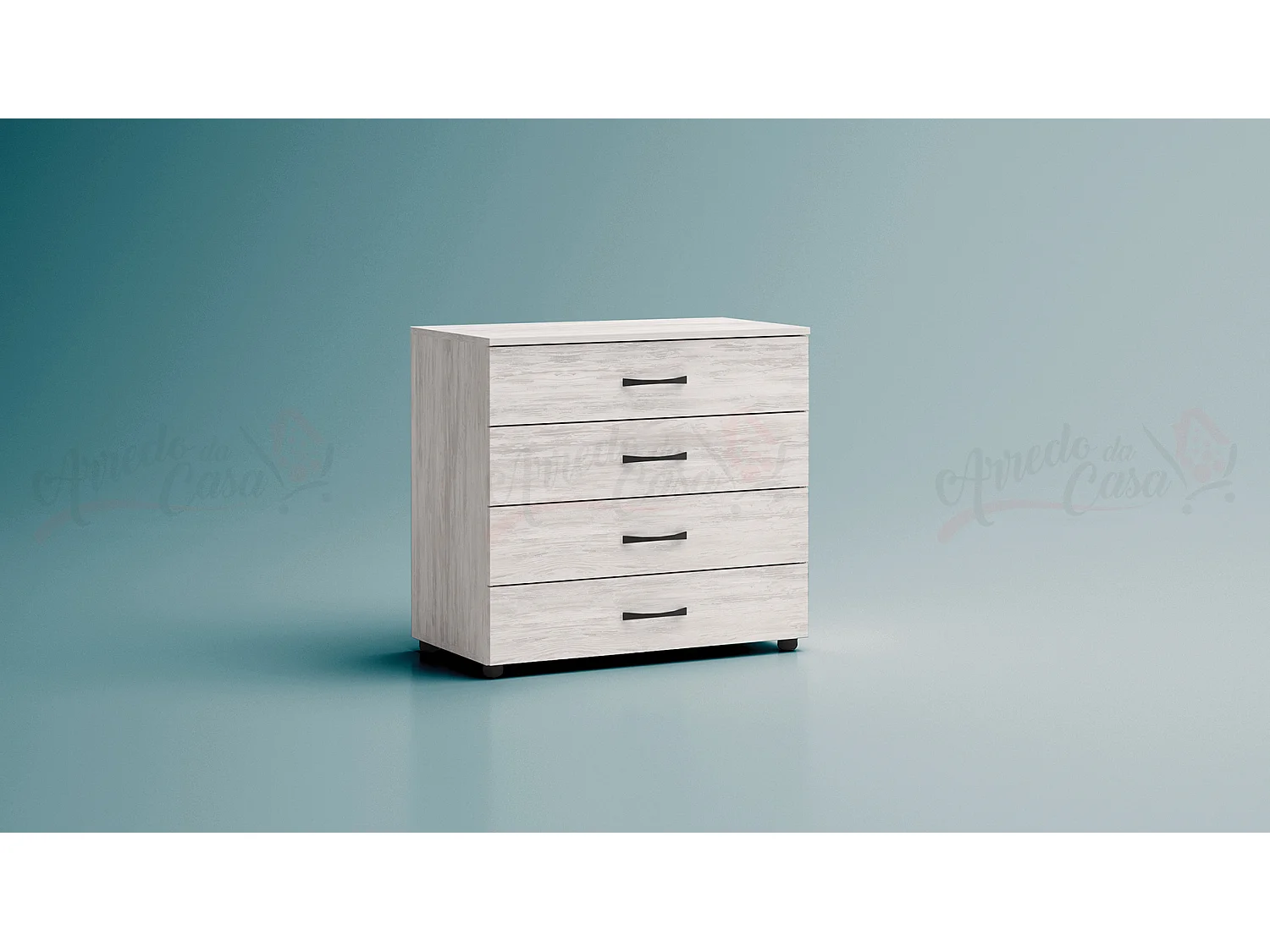Comò da camera da notte design moderno con quattro cassetti CG4 80x74 bianco legno