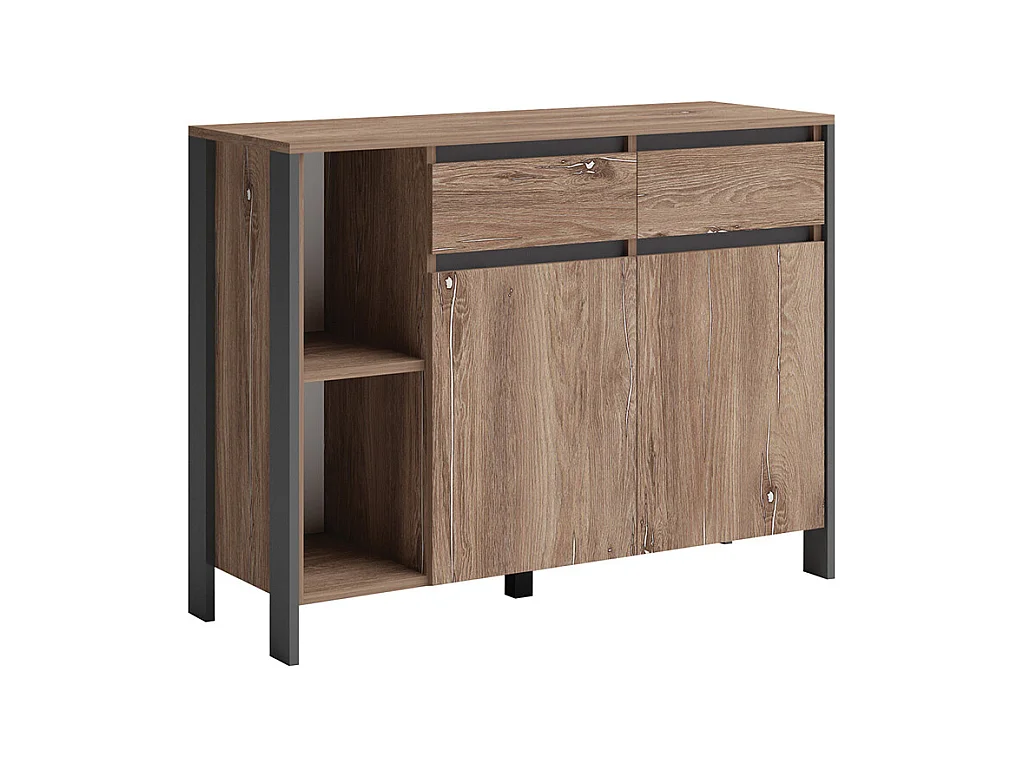 Cassettiera moderna con cassetti e vani 120x93 marrone e antracite CG38