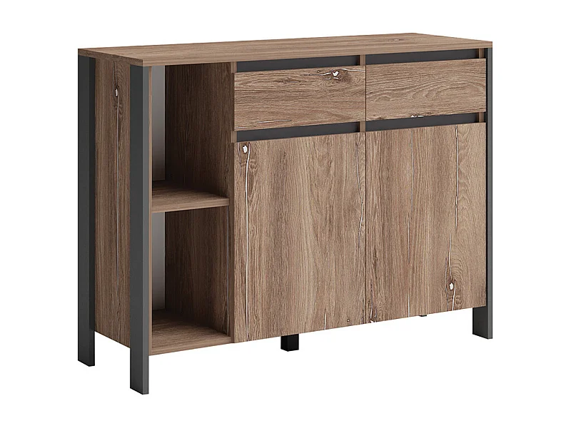 Cassettiera moderna con cassetti e vani 120x93 marrone e antracite CG38