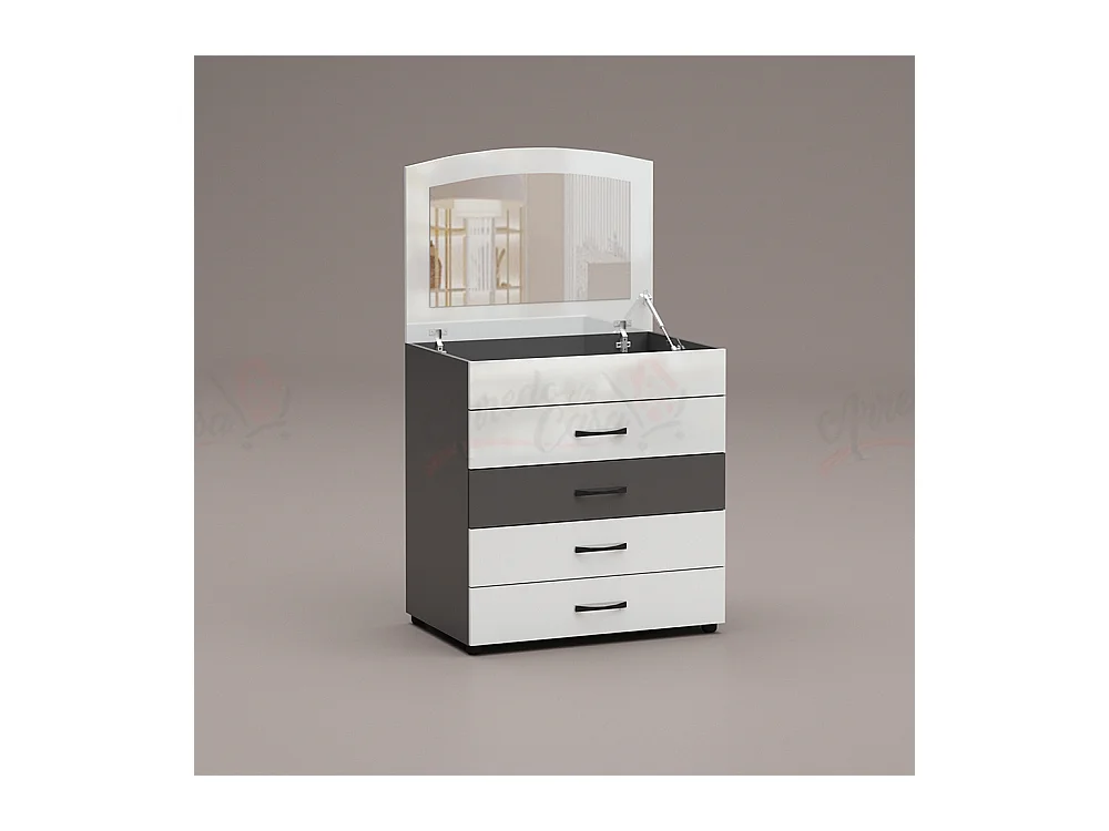 Comò classico con specchio a scomparsa bianco lucido/antracite CG37