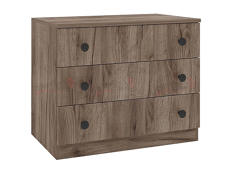 Comò da camera da letto effetto legno minimalista con tre cassetti CSMG1 70x57 marrone