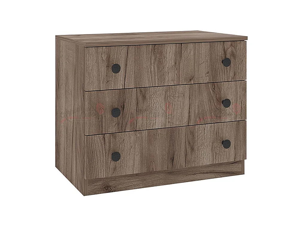 Comò da camera da letto effetto legno minimalista con tre cassetti CSMG1 70x57 marrone