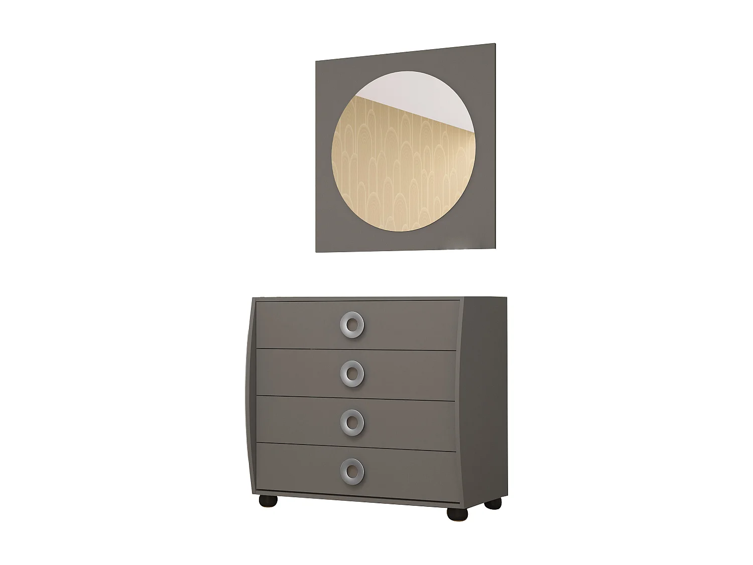 Cassettiera moderna con 4 cassetti color grigio antracite CG20