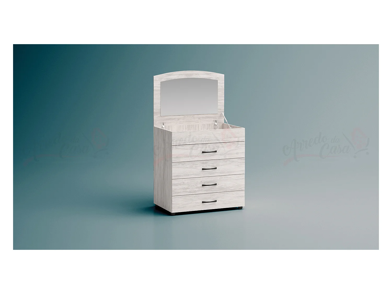 Comò classico con specchio a scomparsa bianco legno CG37