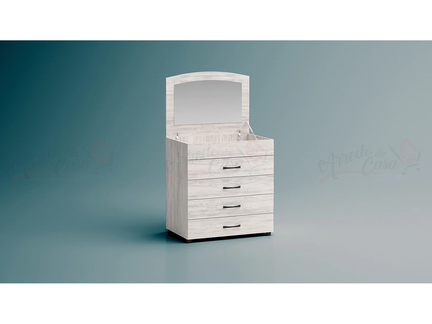 Comò classico con specchio a scomparsa bianco legno CG37