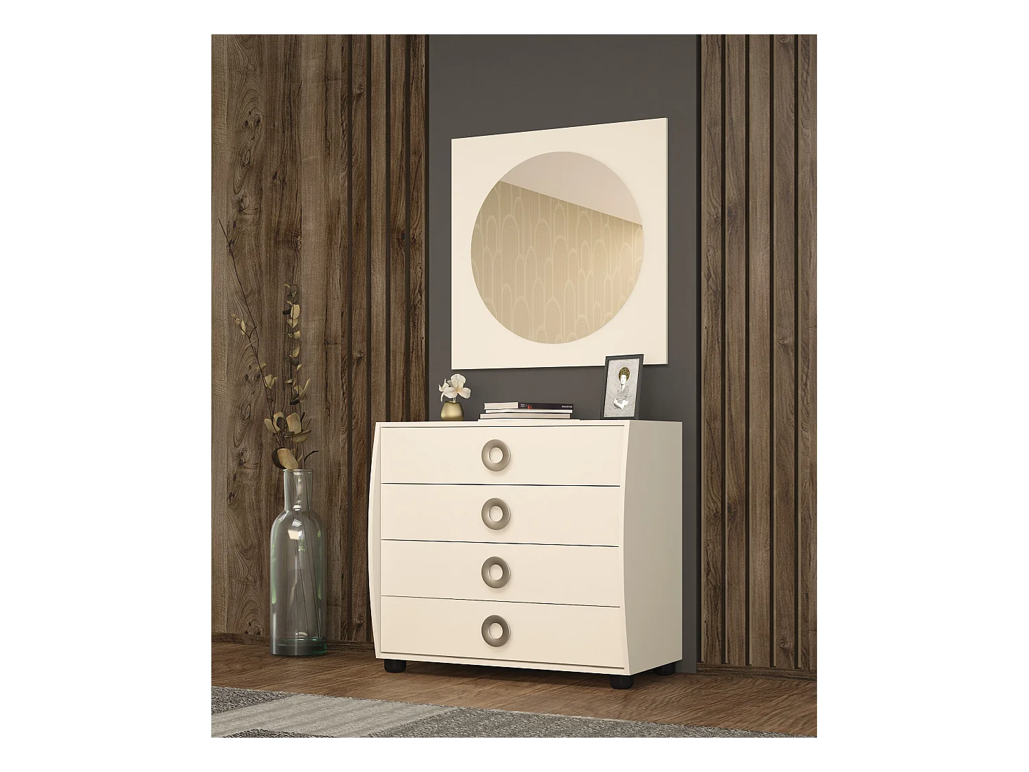 Cassettiera moderna con 4 cassetti color cashmere CG20