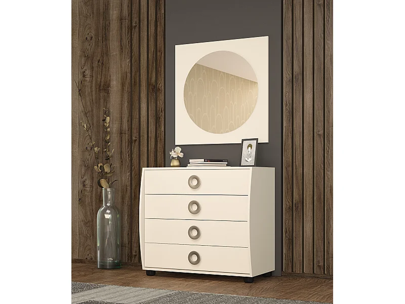 Cassettiera moderna con 4 cassetti color cashmere CG20