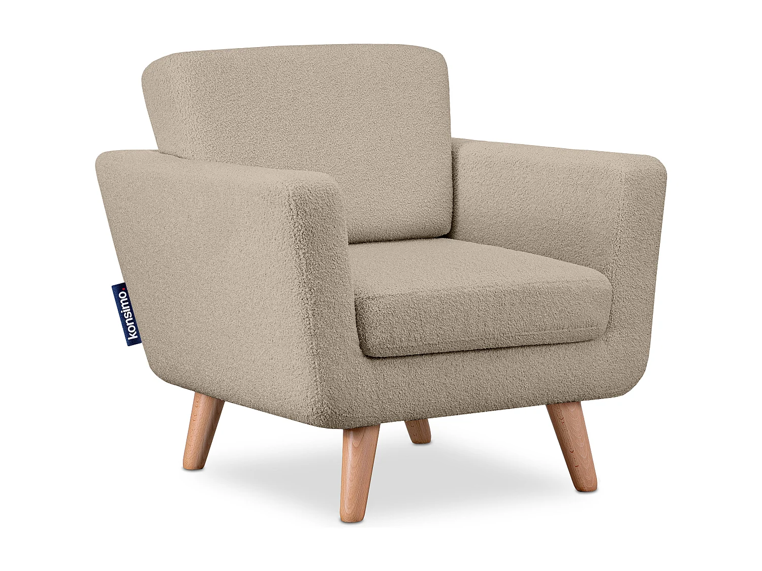 Fauteuil scandinave - pieds en bois massif - marron - TAGIO