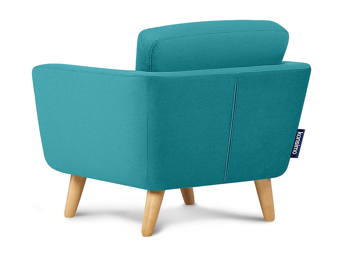 Fauteuil scandinave - pieds en bois massif - bleu - TAGIO