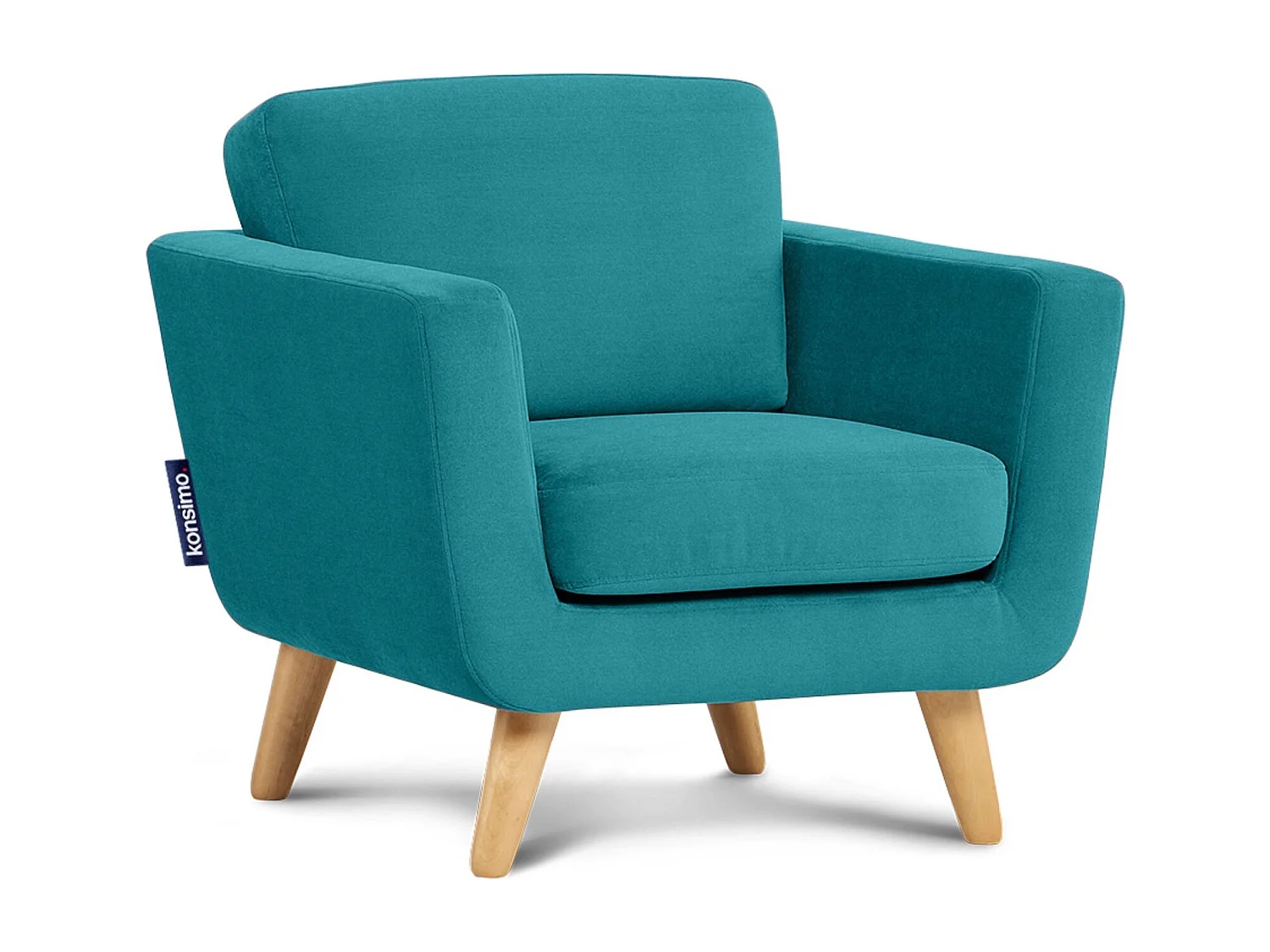 Fauteuil scandinave - pieds en bois massif - bleu - TAGIO
