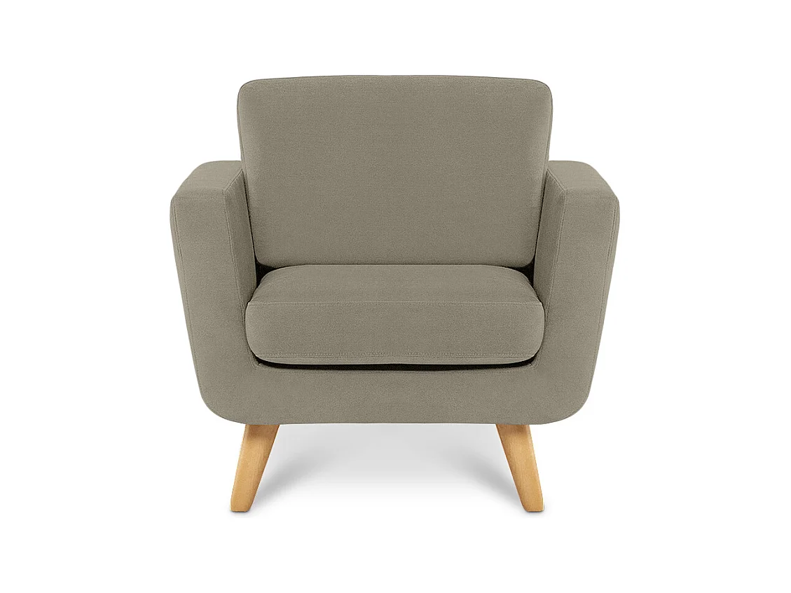 Fauteuil scandinave - pieds en bois massif - Beige - TAGIO