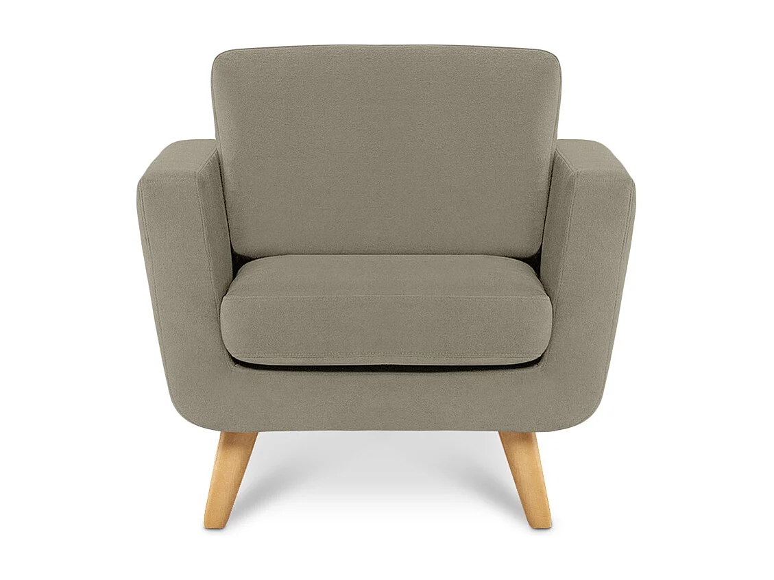 Fauteuil scandinave - pieds en bois massif - Beige - TAGIO