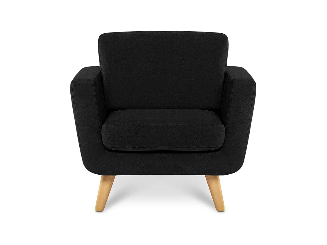 Fauteuil scandinave - pieds en bois massif - noir - TAGIO