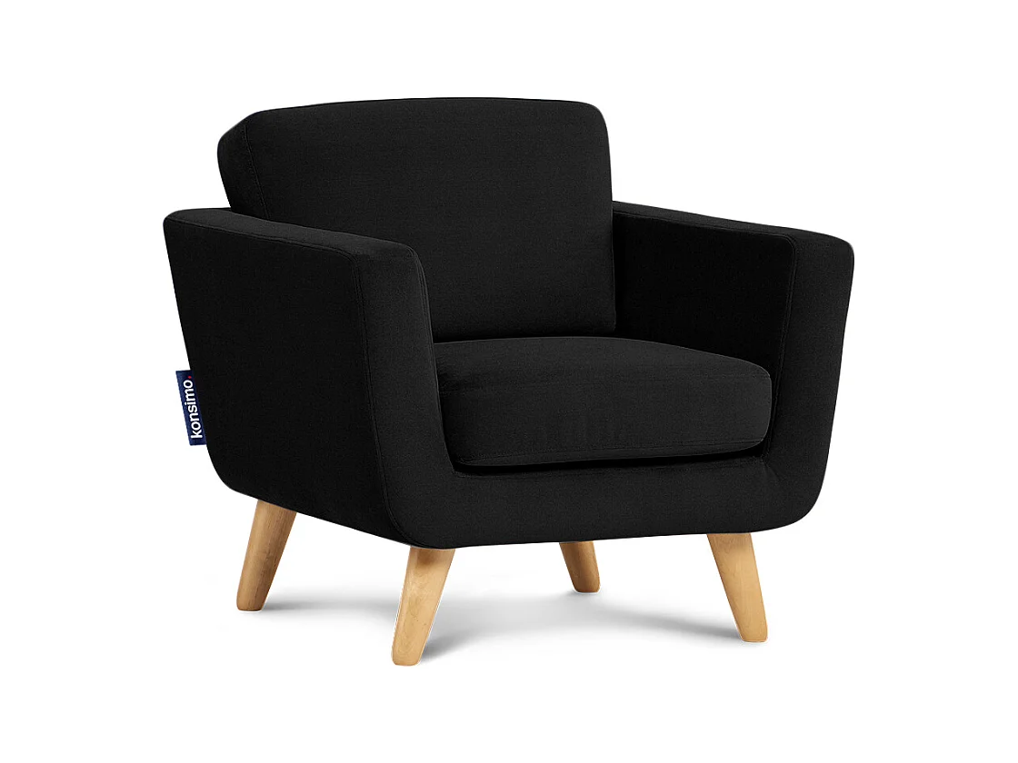 Fauteuil scandinave - pieds en bois massif - noir - TAGIO