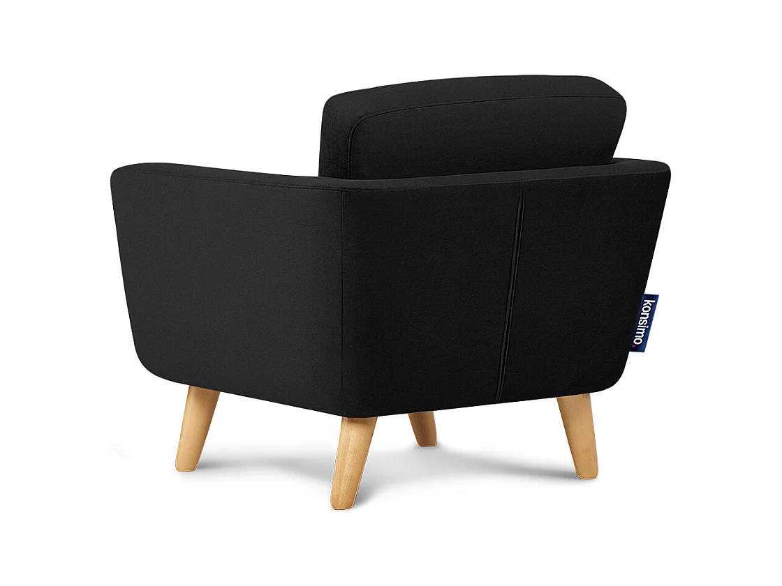 Fauteuil scandinave - pieds en bois massif - noir - TAGIO