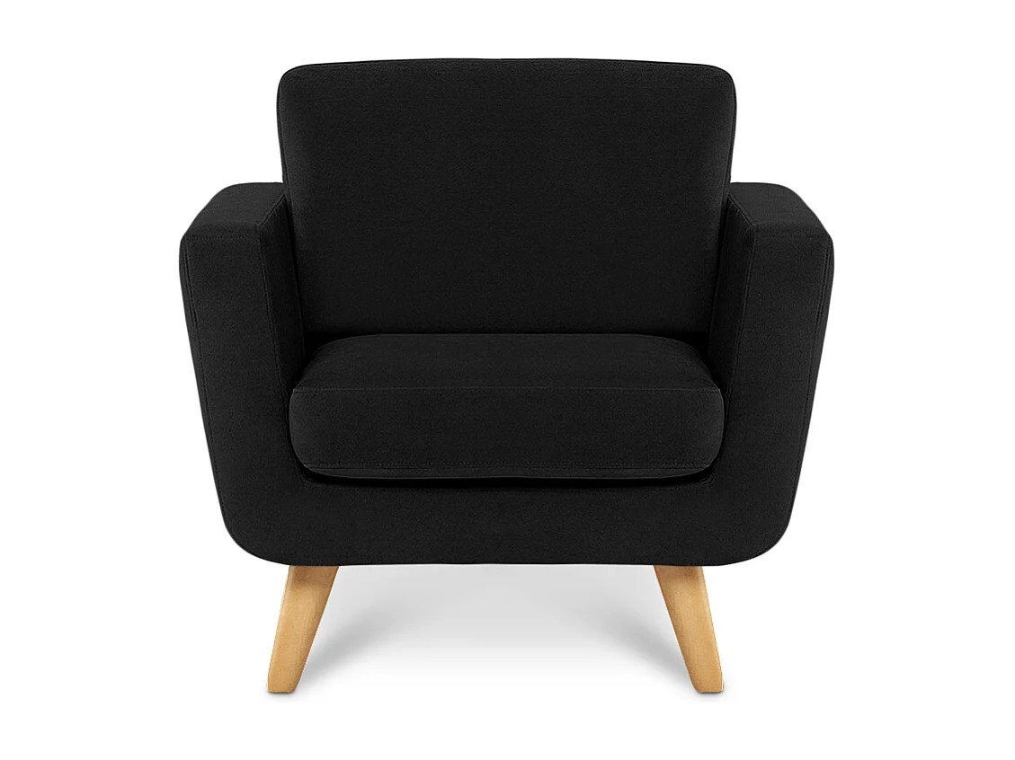 Fauteuil scandinave - pieds en bois massif - noir - TAGIO