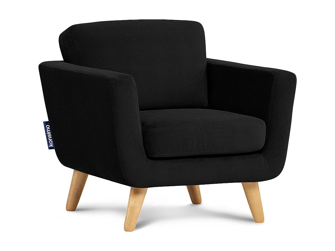 Fauteuil scandinave - pieds en bois massif - noir - TAGIO