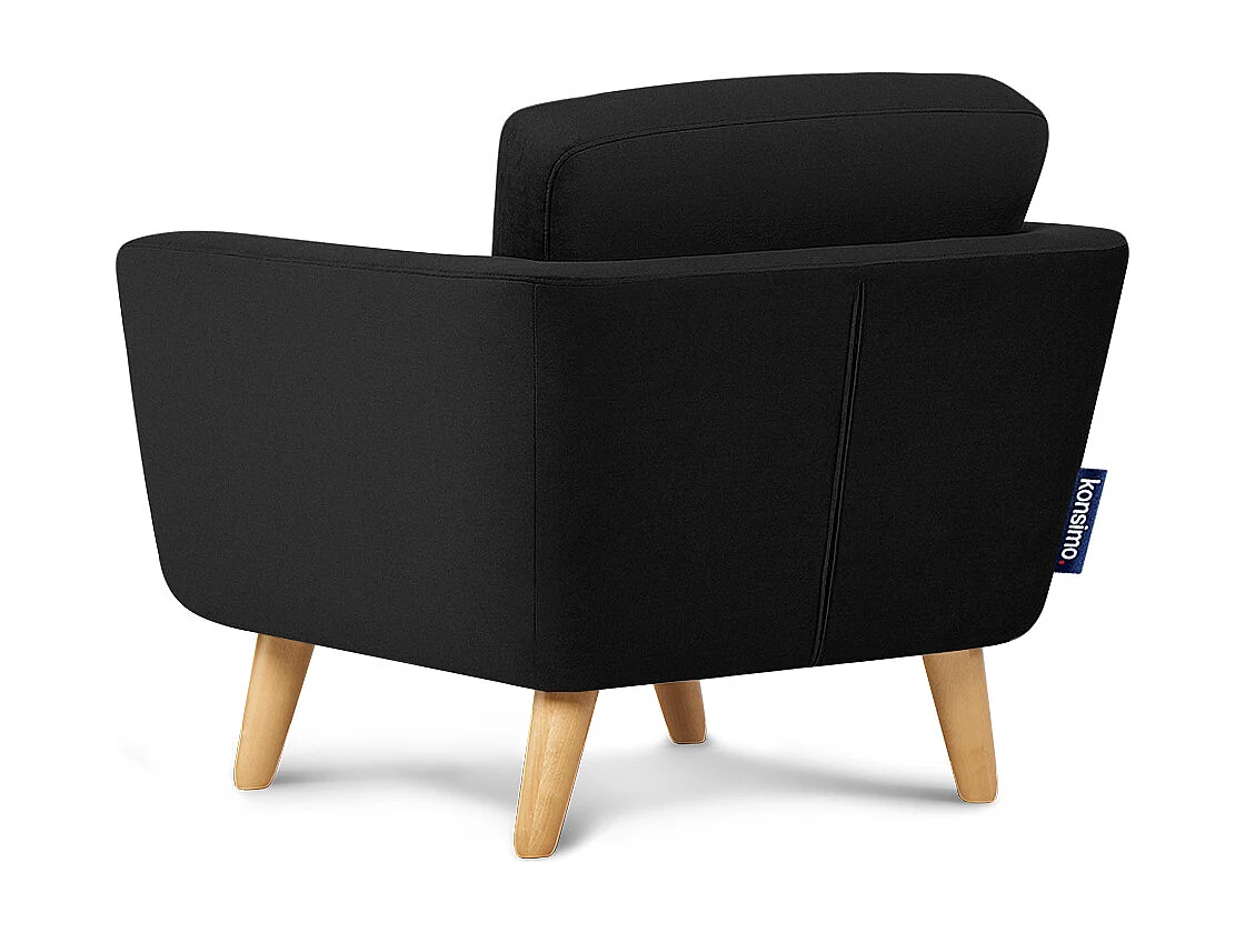 Fauteuil scandinave - pieds en bois massif - noir - TAGIO