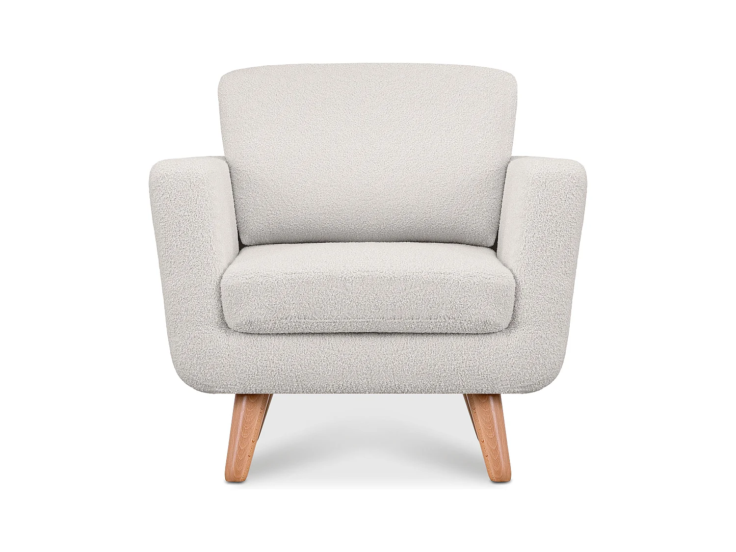 Fauteuil scandinave - pieds en bois massif - blanc - TAGIO