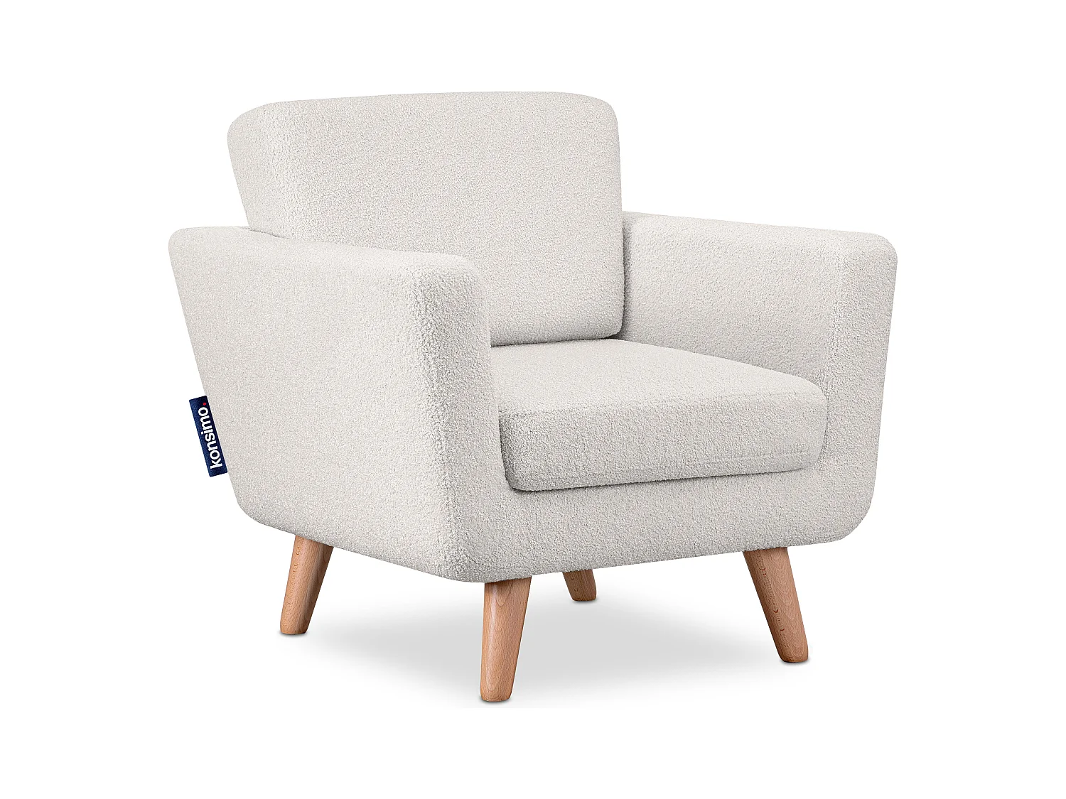Fauteuil scandinave - pieds en bois massif - blanc - TAGIO