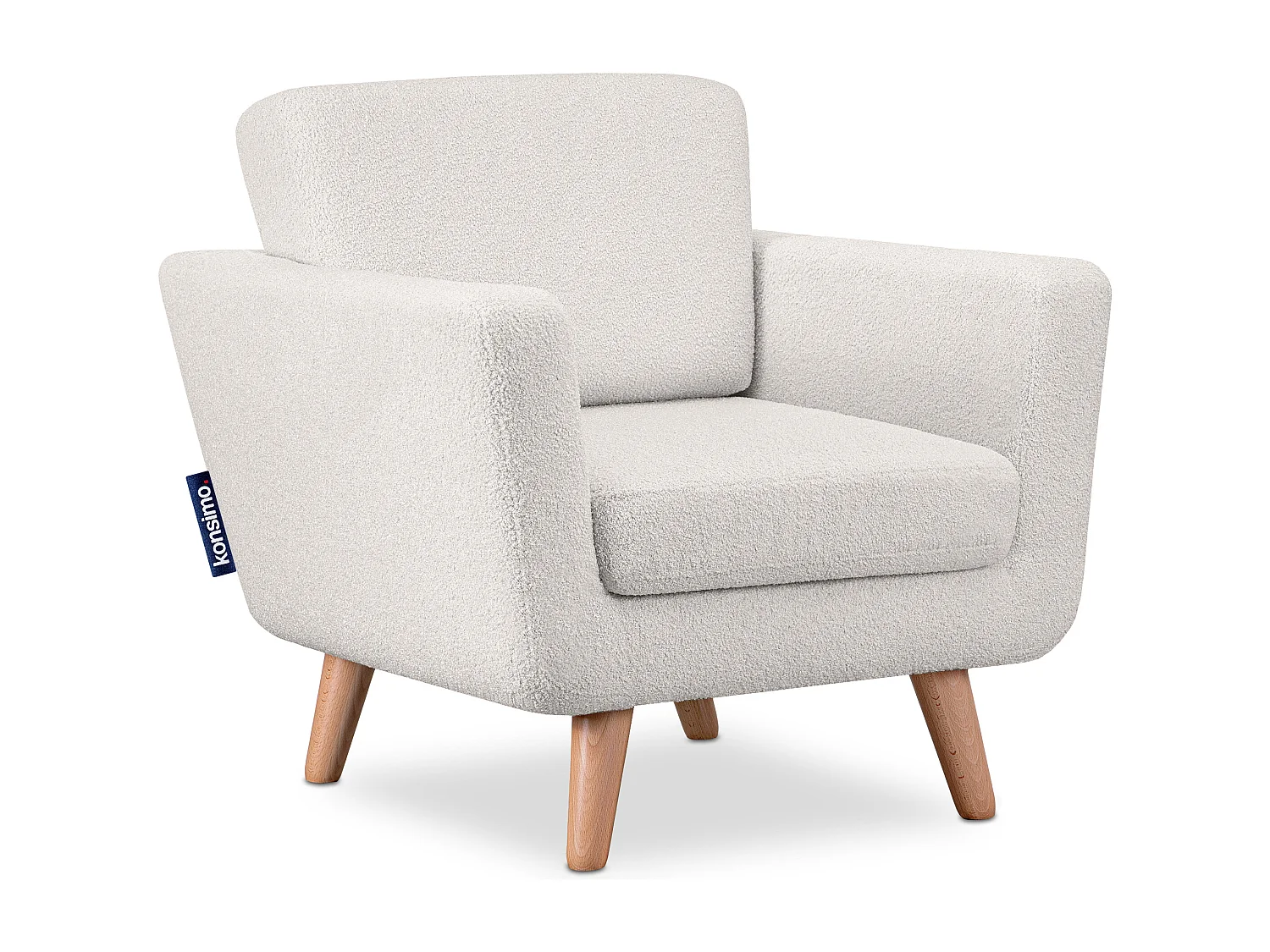 Fauteuil scandinave - pieds en bois massif - blanc - TAGIO