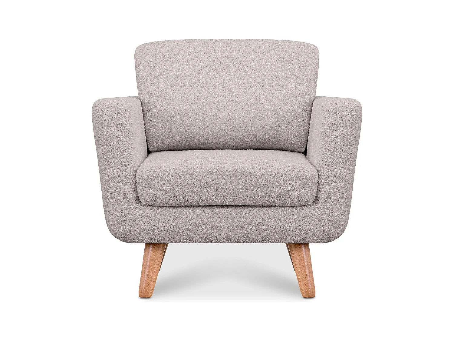 Fauteuil scandinave - pieds en bois massif - gris clair - TAGIO