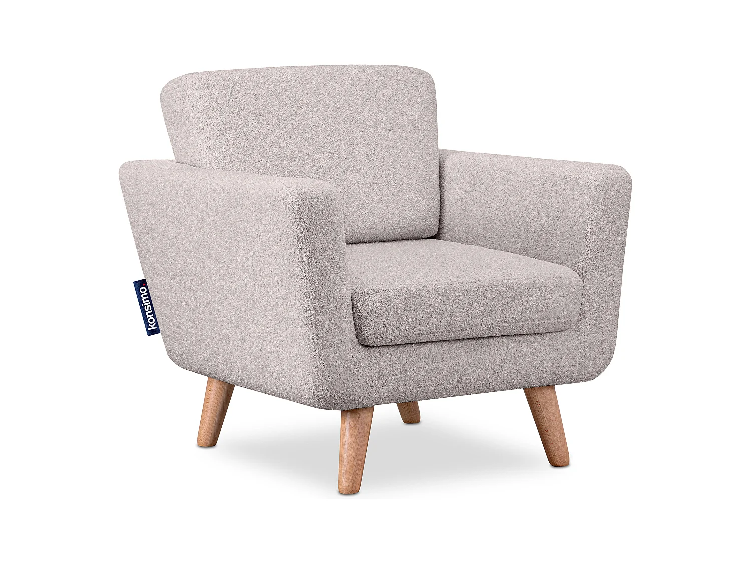 Fauteuil scandinave - pieds en bois massif - gris clair - TAGIO