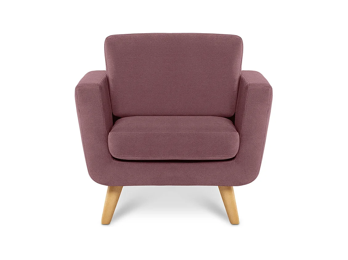 Fauteuil scandinave - pieds en bois massif - rose - TAGIO