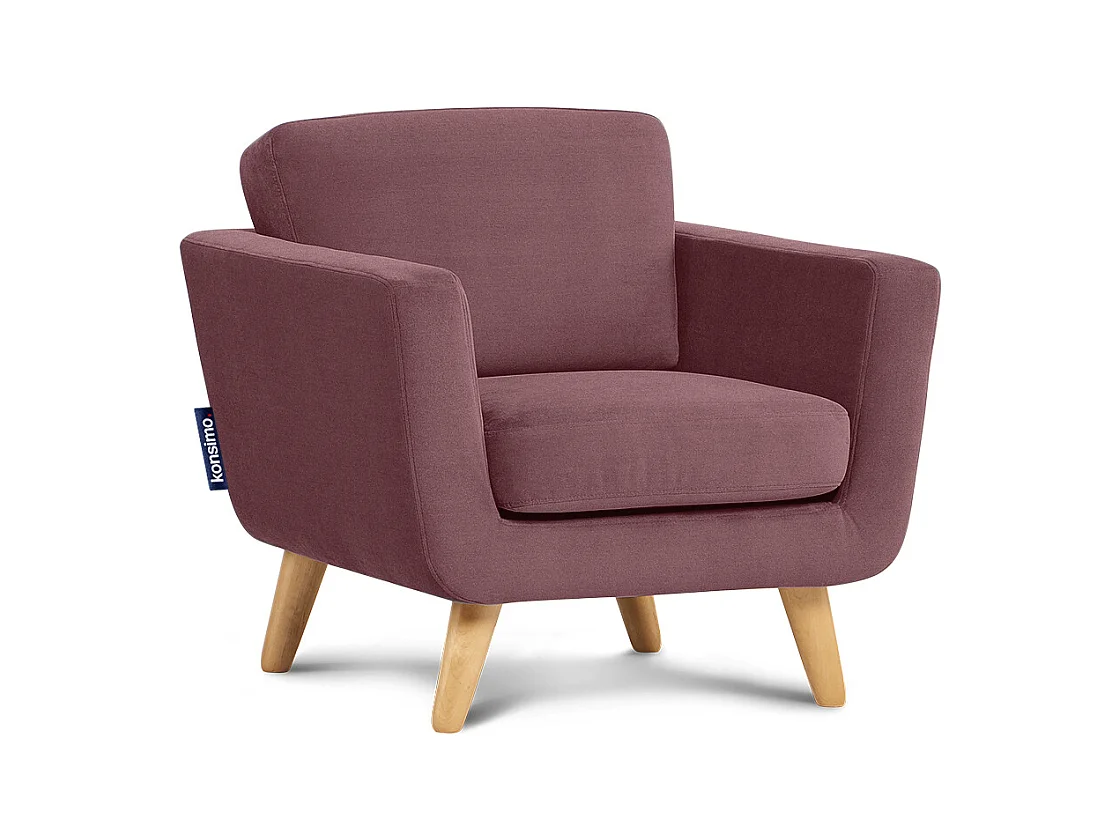 Fauteuil scandinave - pieds en bois massif - rose - TAGIO