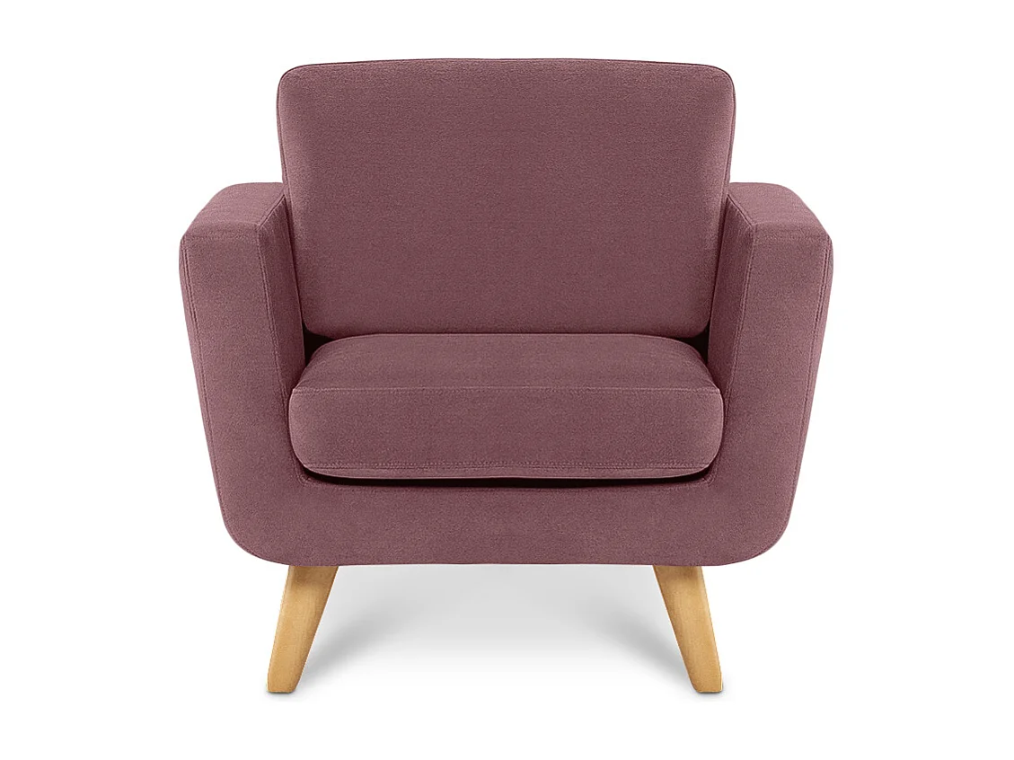 Fauteuil scandinave - pieds en bois massif - rose - TAGIO
