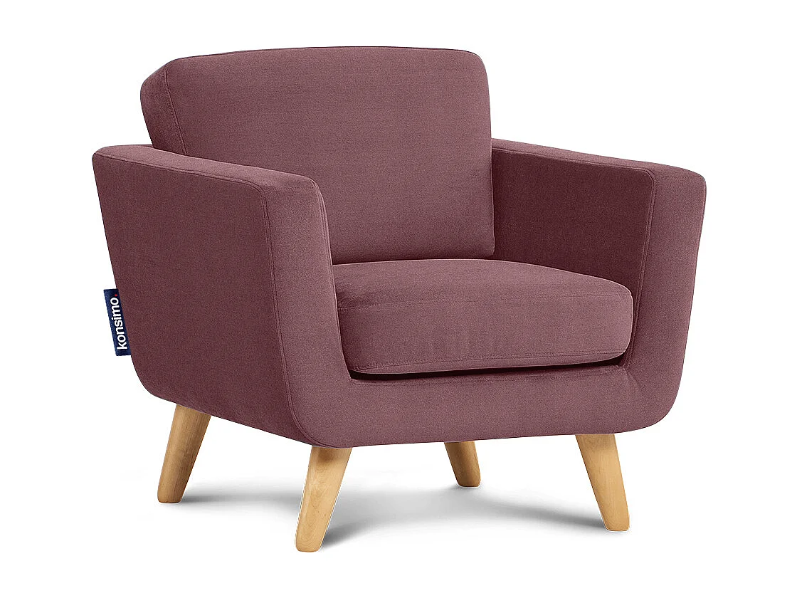 Fauteuil scandinave - pieds en bois massif - rose - TAGIO