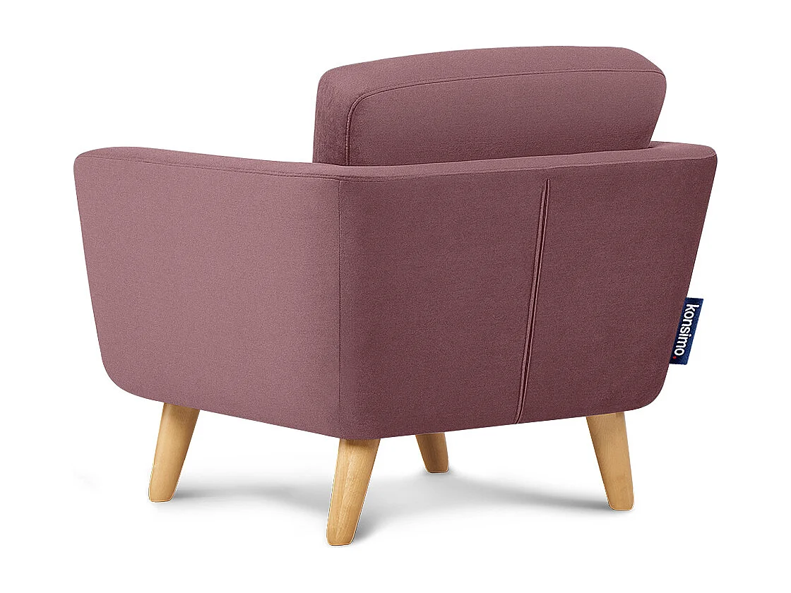 Fauteuil scandinave - pieds en bois massif - rose - TAGIO