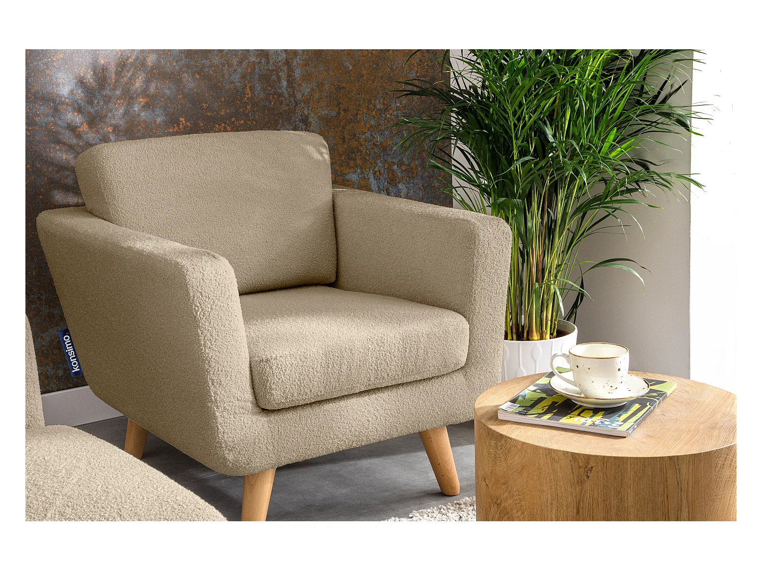 Fauteuil scandinave - pieds en bois massif - Beige - TAGIO