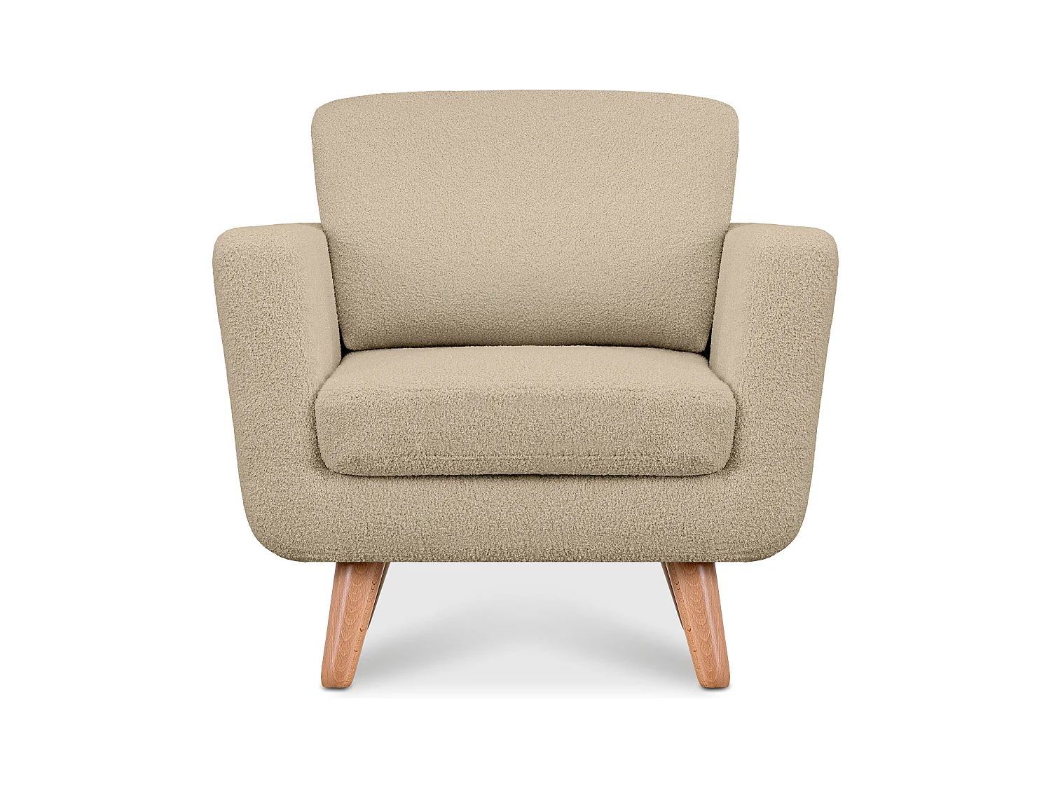Fauteuil scandinave - pieds en bois massif - Beige - TAGIO