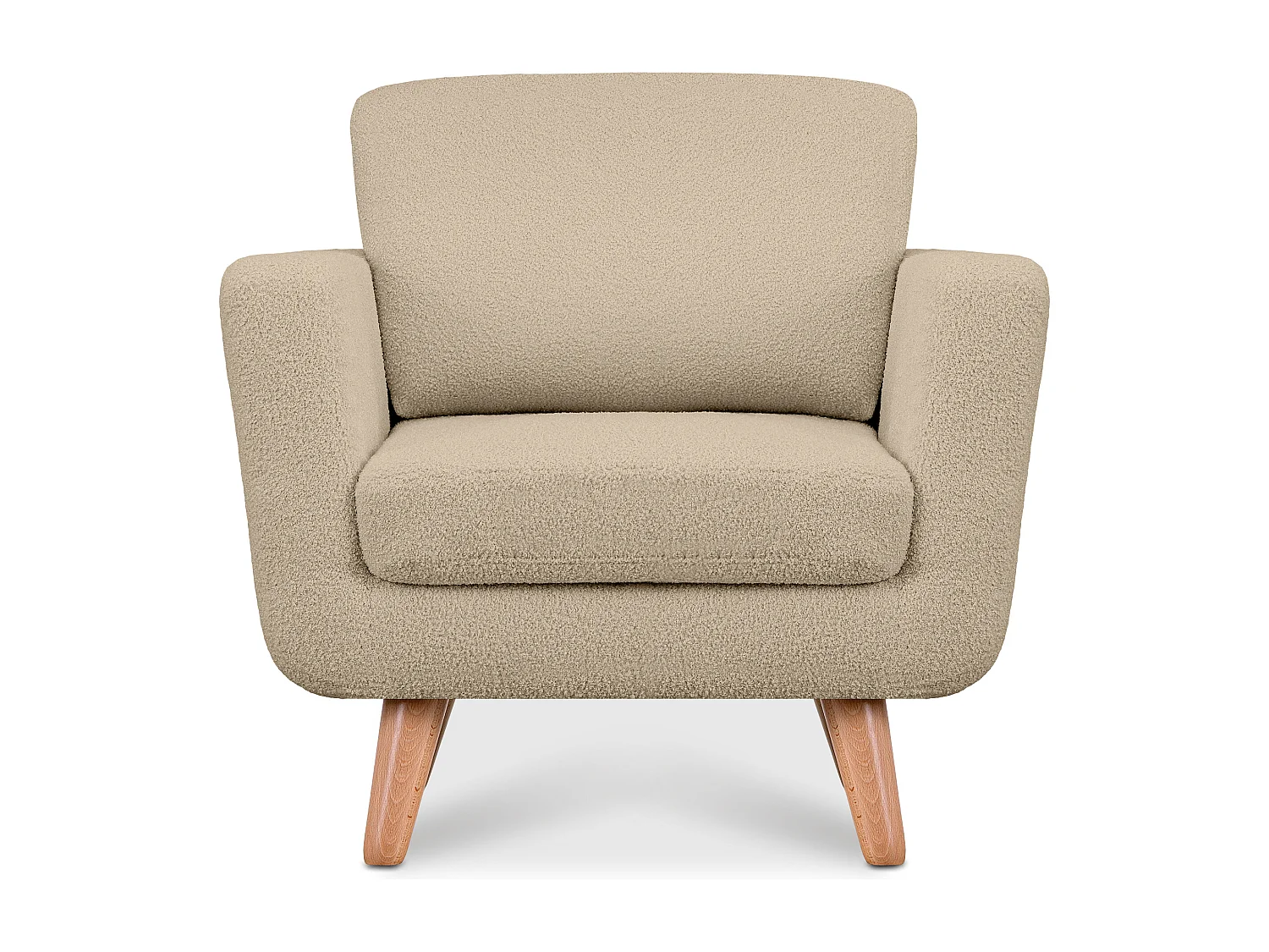 Fauteuil scandinave - pieds en bois massif - Beige - TAGIO