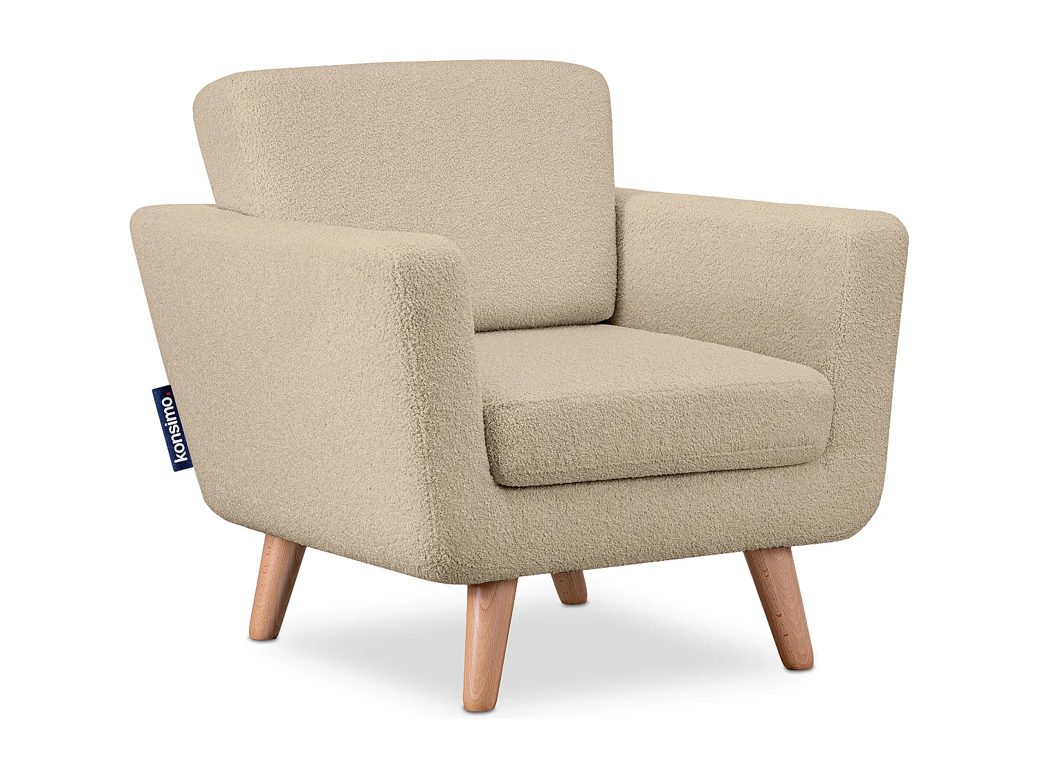 Fauteuil scandinave - pieds en bois massif - Beige - TAGIO