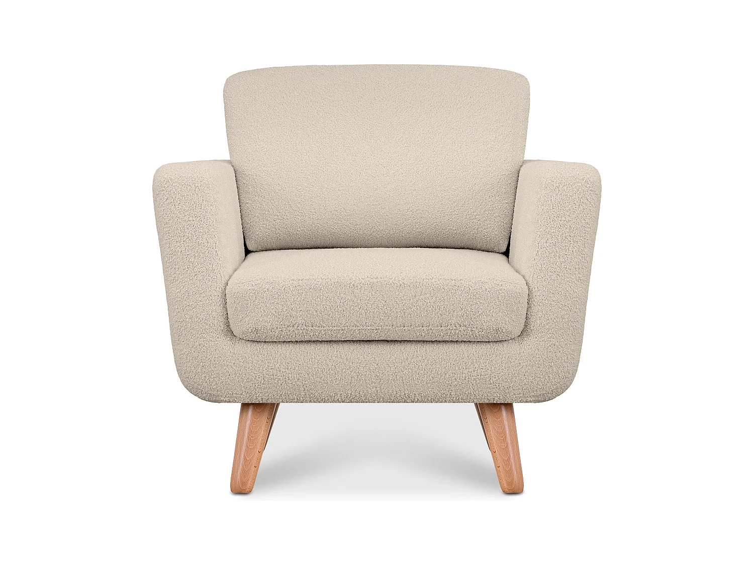 Fauteuil scandinave - pieds en bois massif - crème - TAGIO