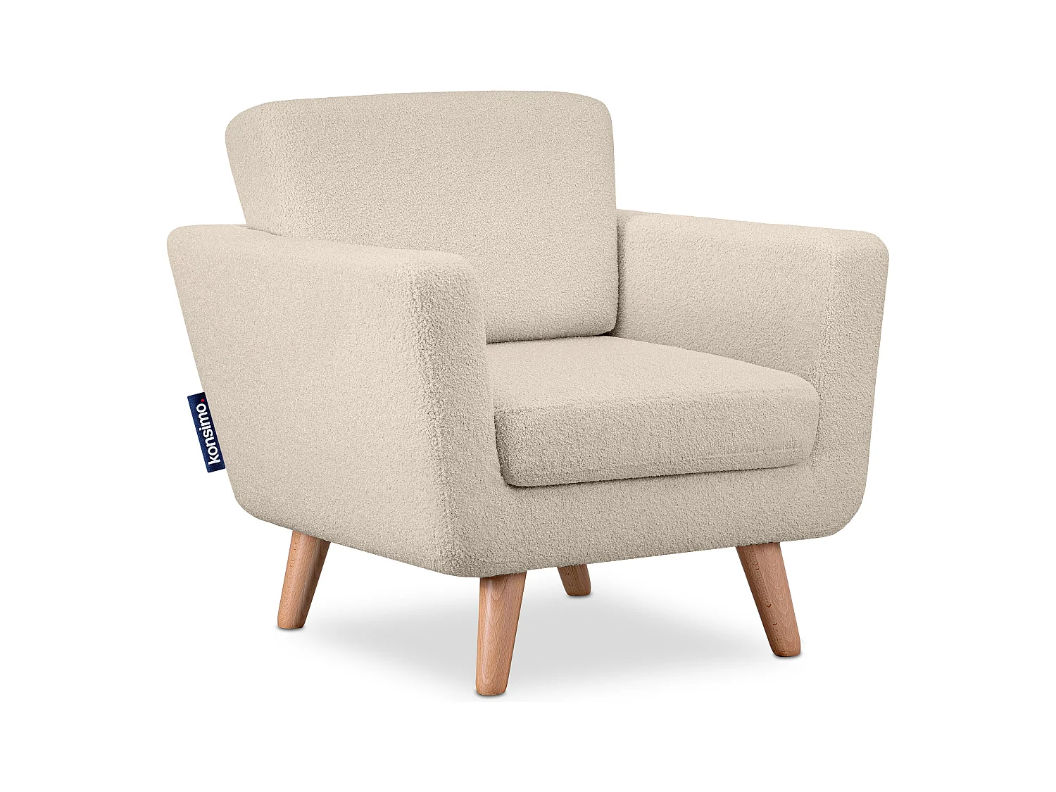 Fauteuil scandinave - pieds en bois massif - crème - TAGIO