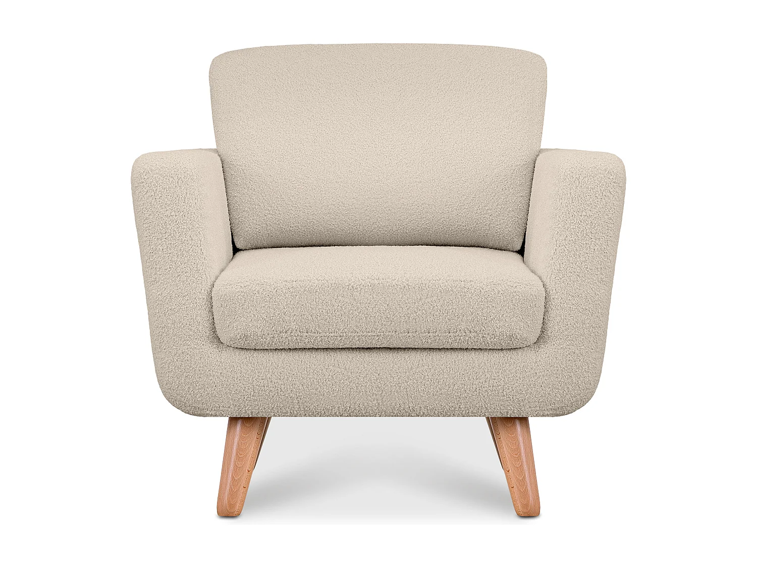 Fauteuil scandinave - pieds en bois massif - crème - TAGIO