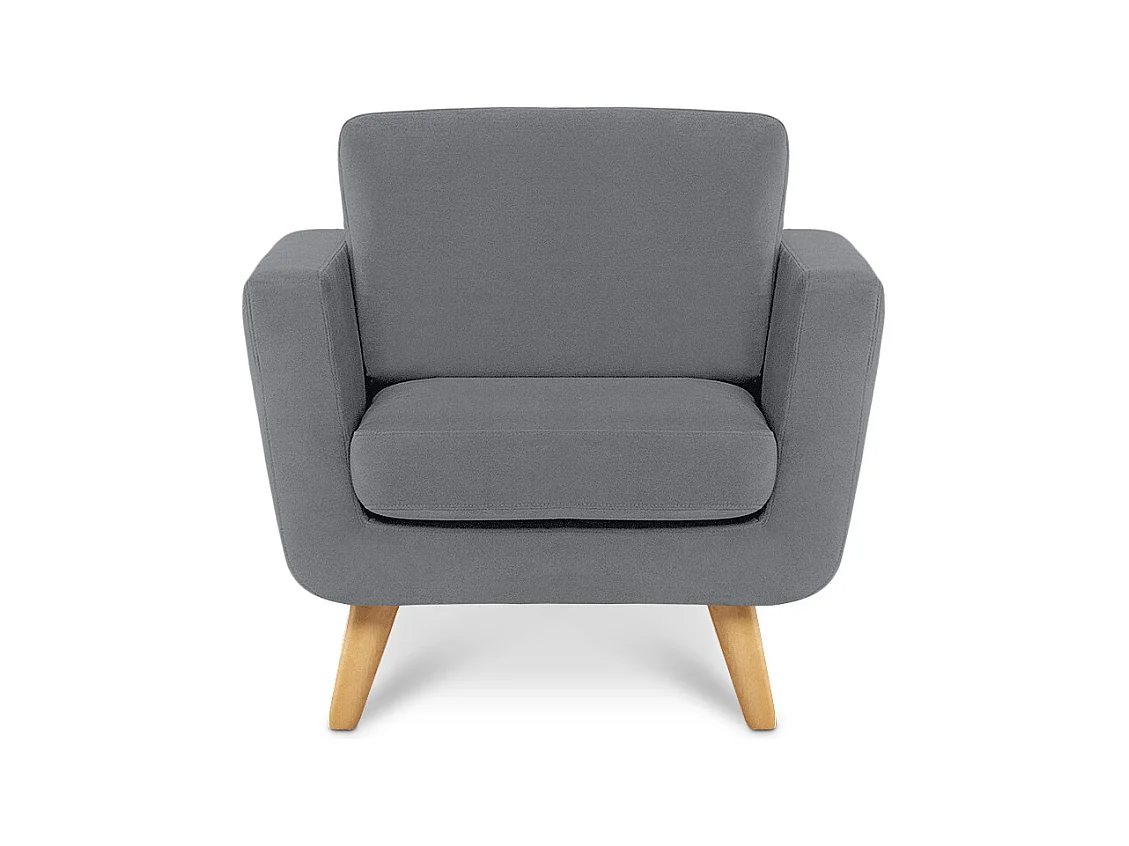Fauteuil scandinave - pieds en bois massif - gris - TAGIO