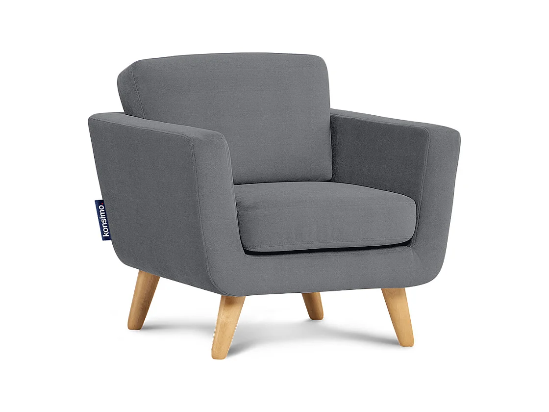 Fauteuil scandinave - pieds en bois massif - gris - TAGIO
