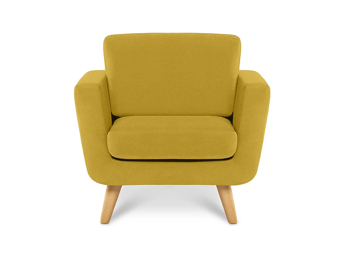 Fauteuil scandinave - pieds en bois massif - jaune - TAGIO