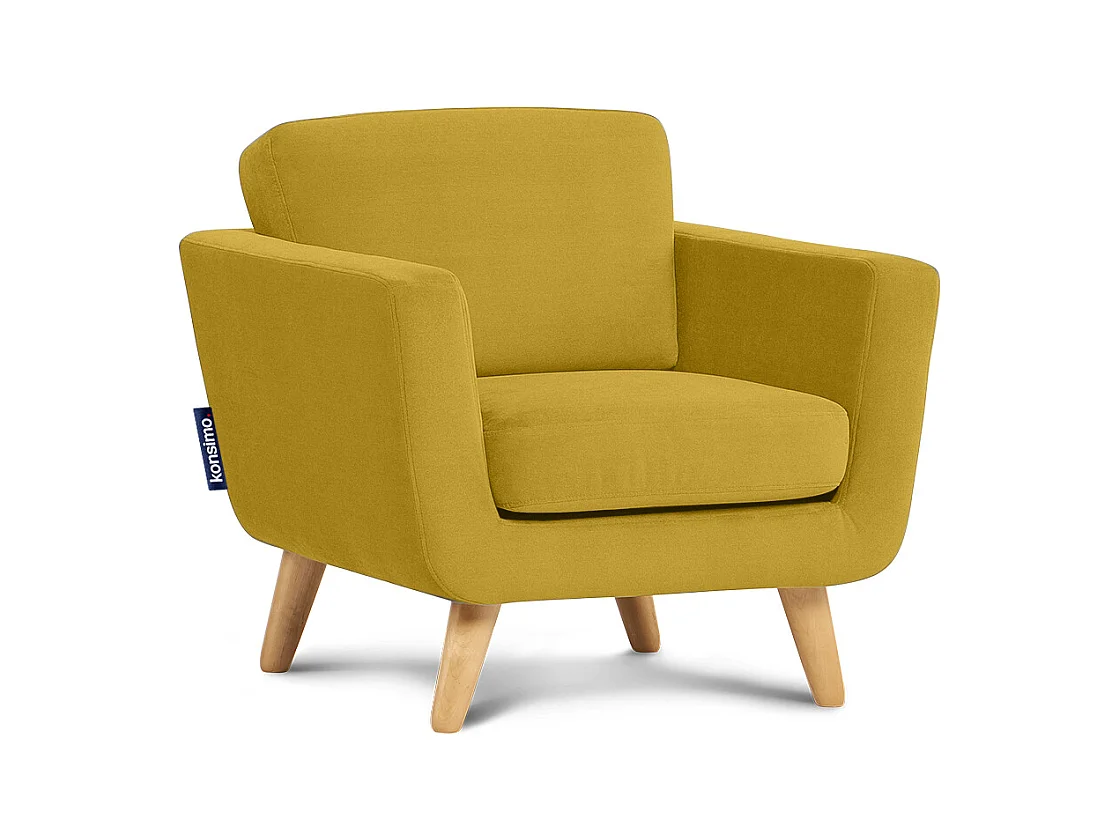 Fauteuil scandinave - pieds en bois massif - jaune - TAGIO
