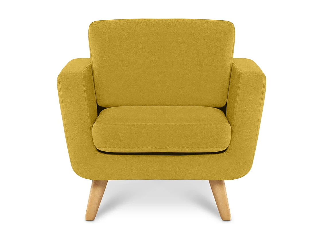 Fauteuil scandinave - pieds en bois massif - jaune - TAGIO