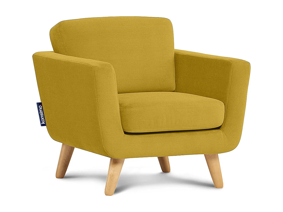 Fauteuil scandinave - pieds en bois massif - jaune - TAGIO